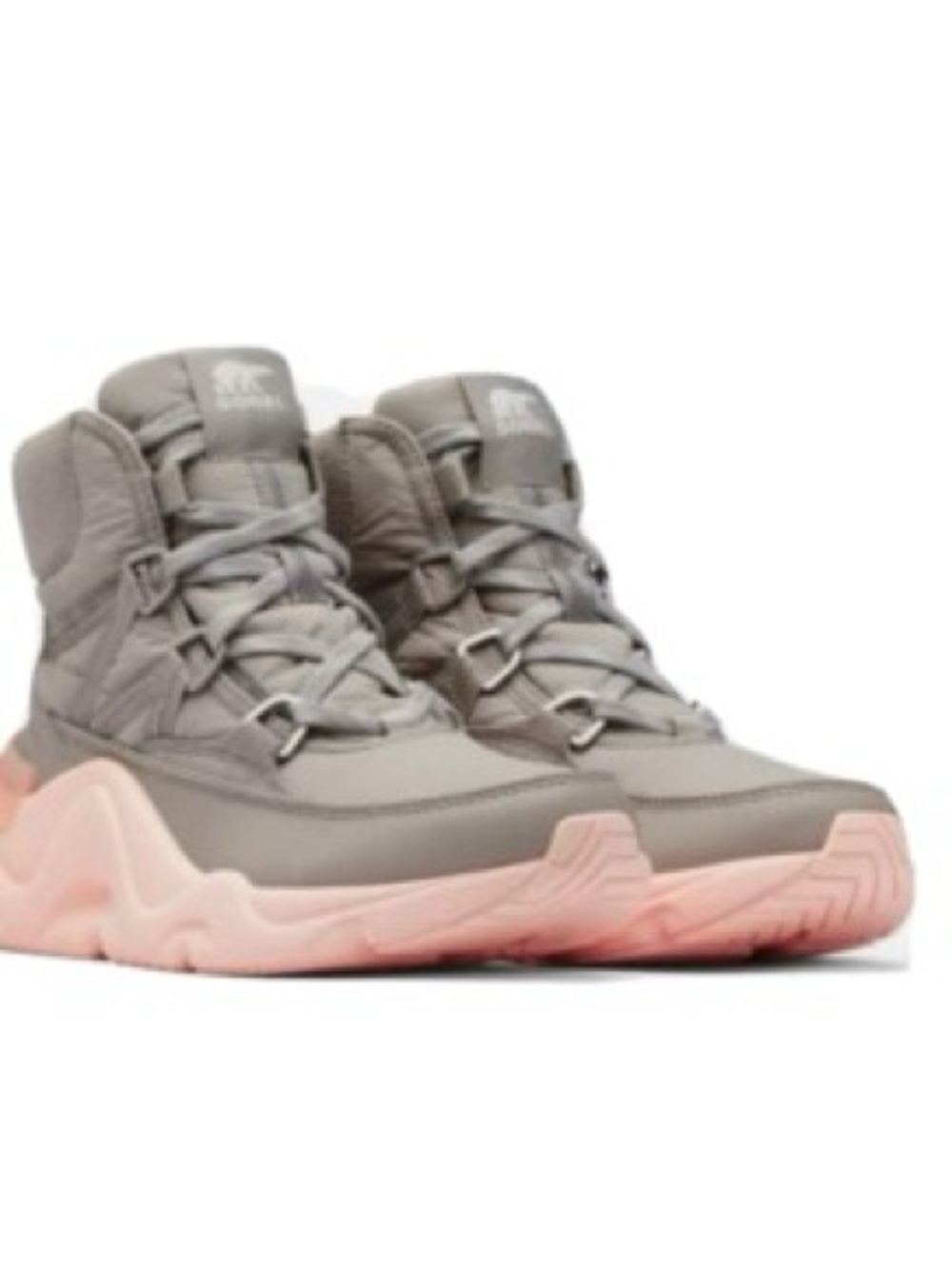 SOREL Kinetic Rnegd Sport WP High Top Sneaker Boot-Dove, Peach Blossom-Size 7.5